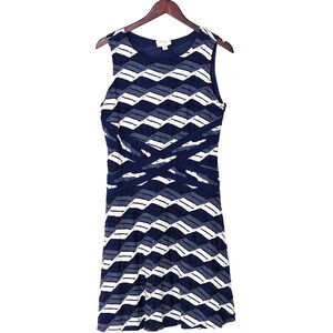 Beige by Eci Women's Sleeveless Dress Geometric Navy Blue White Black Size 12